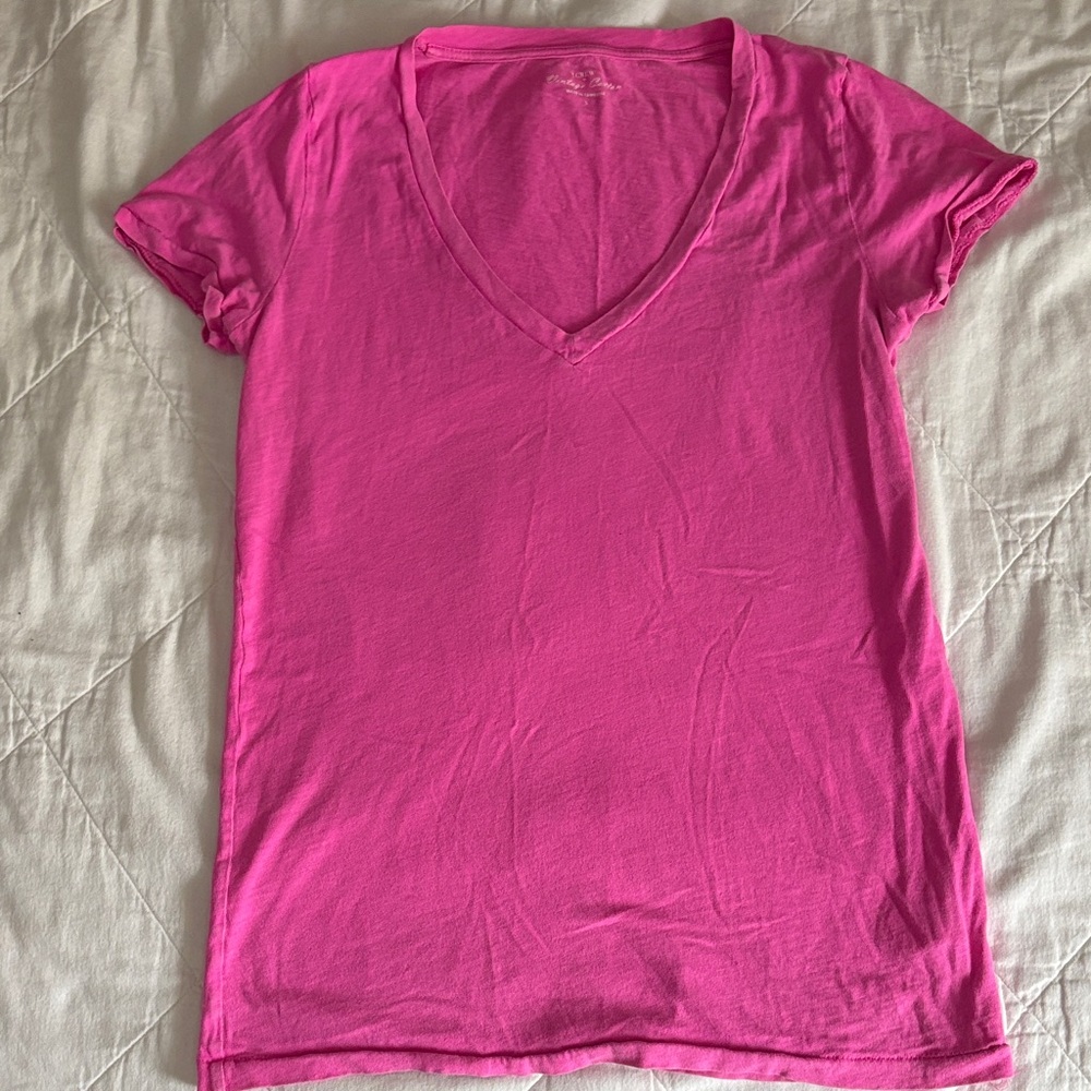 J. Crew Factory Hot Pink V-Neck Short Sleeve Tee